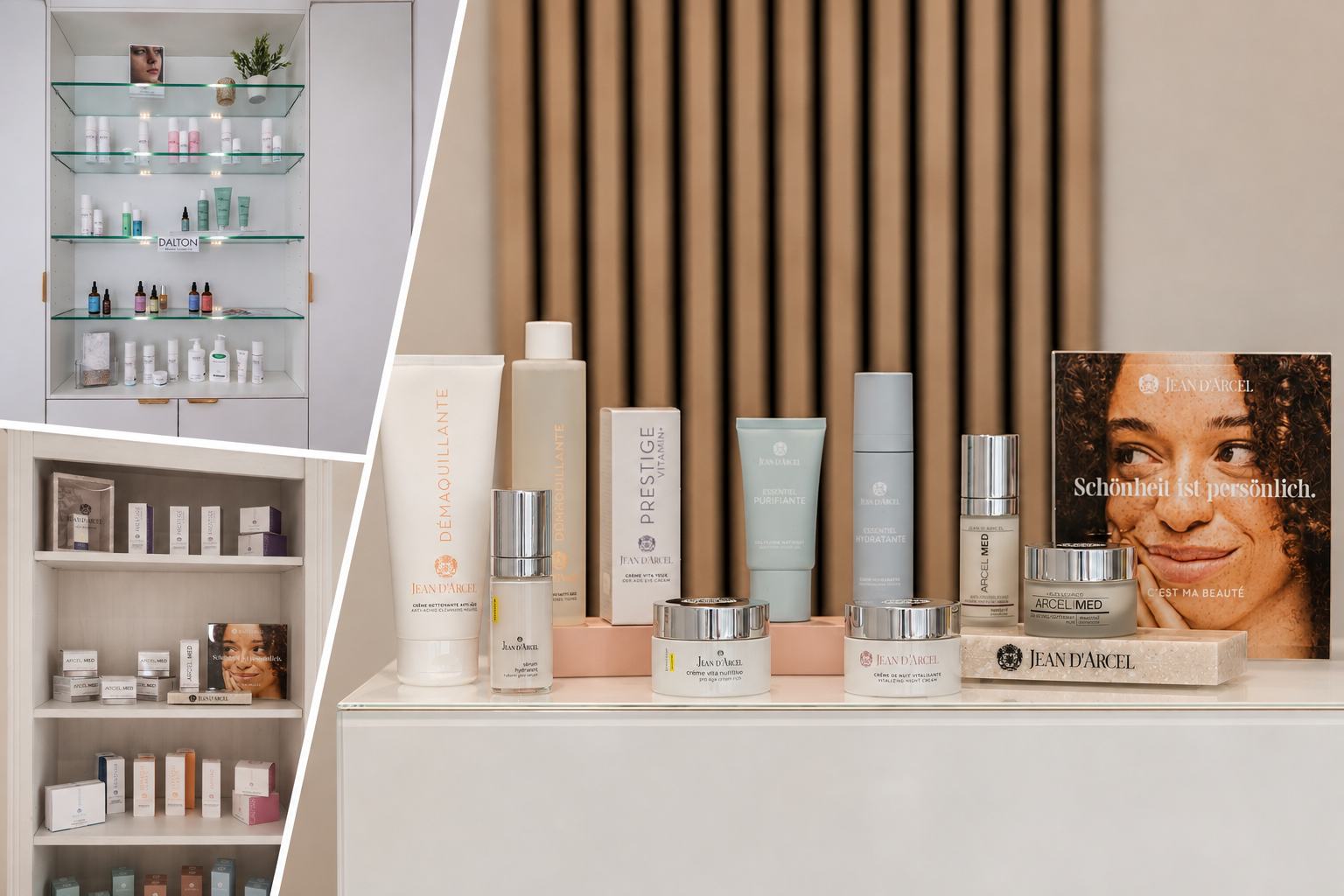 Ausgewählte Pflegeprodukte im Beauty Sisters Studio